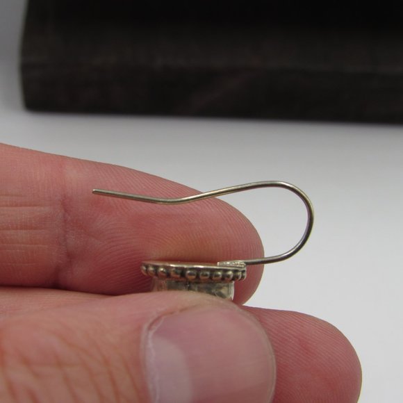 Sterling Silver Rustic Unknown Material Earrings - Picture 4 of 6